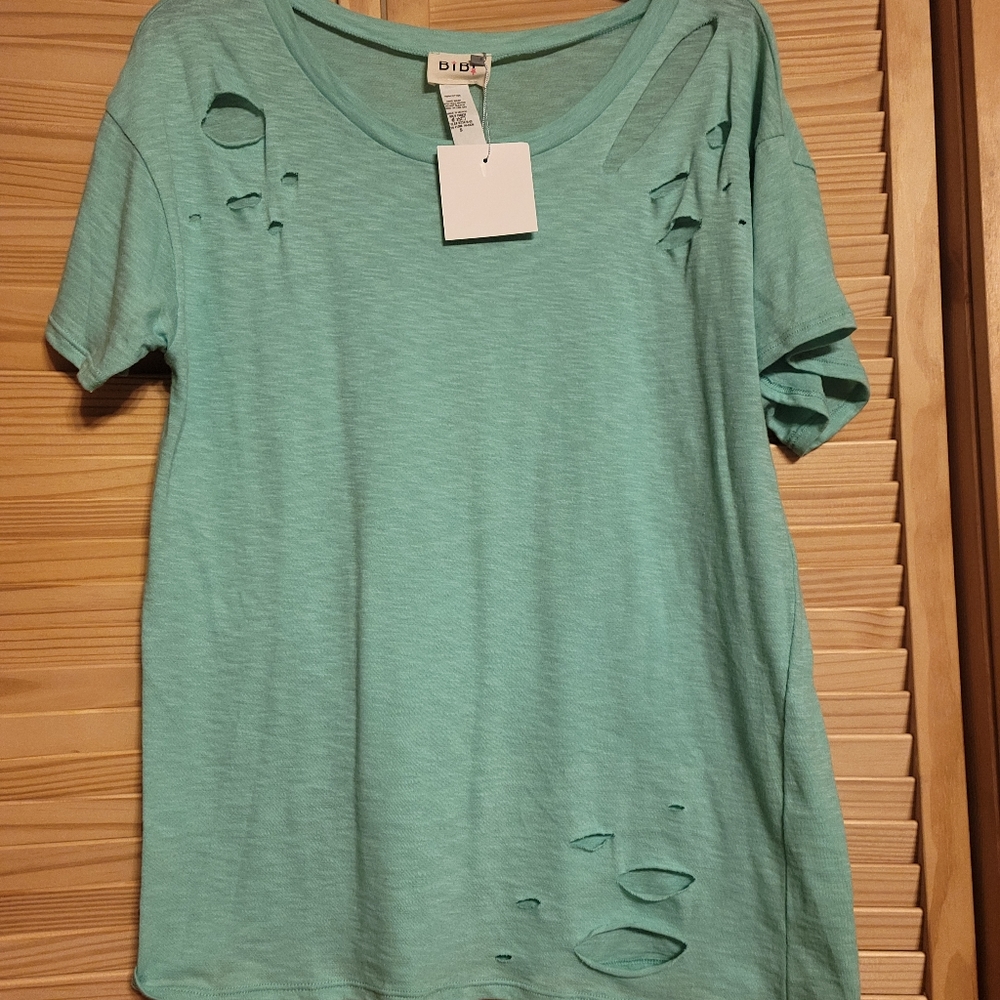 BiBi top lot of three x3 womens size Small turquoise, pink, blue short sleeve